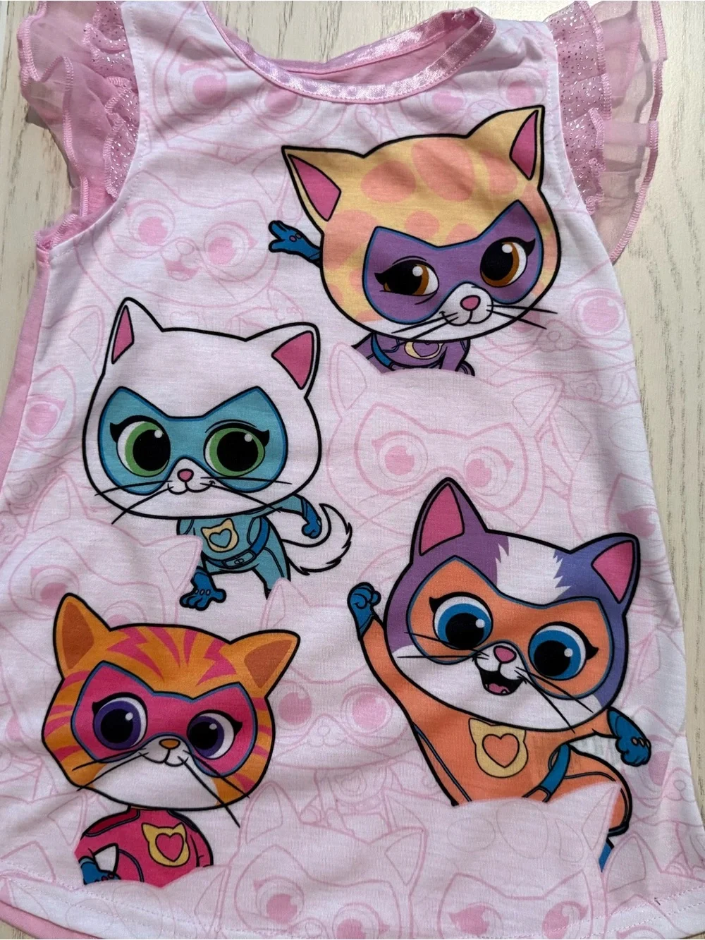 Disney SuperKitties Girls 2T Pink Nightgown Sleep Dress Pajamas Cat Graphic